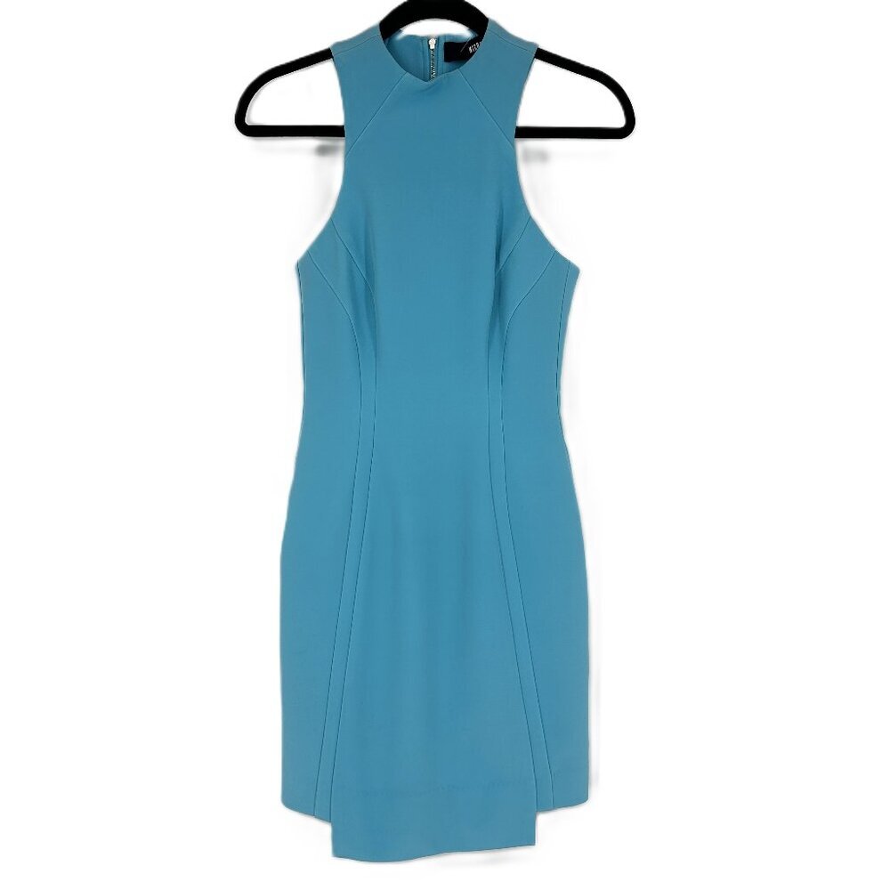 Nicholas Bonded Silk Sleeveless Bodycon Sheath Dress Turquoise Blue‎ Size 2